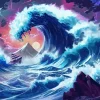 巨大津波のアニメ画像