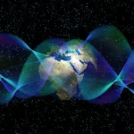 地球の画像に量子の波